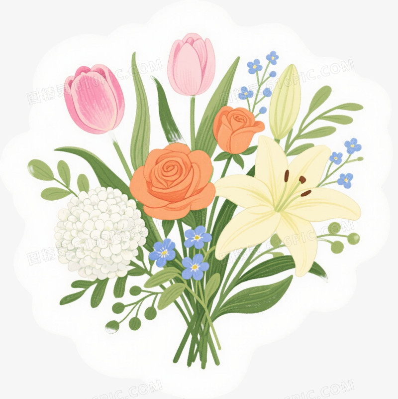 手绘花卉插画卡通手绘元素