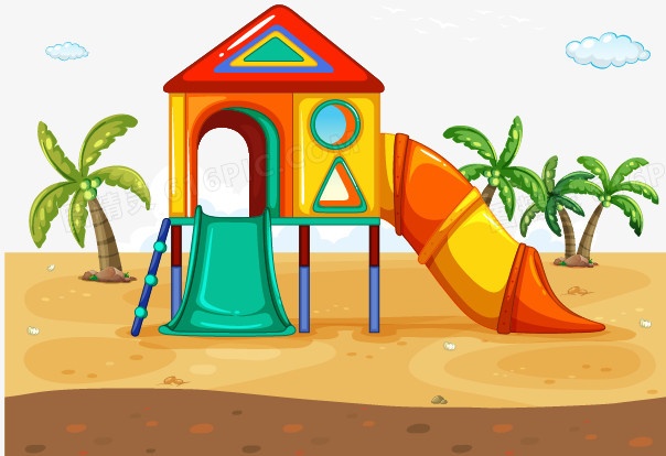 卡通沙滩椰汁树滑滑梯