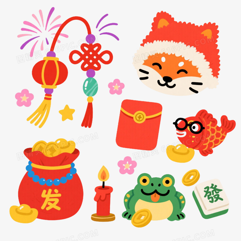 中国风新年元素集合节日元素