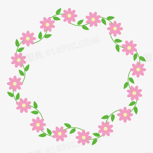 粉色花枝花环