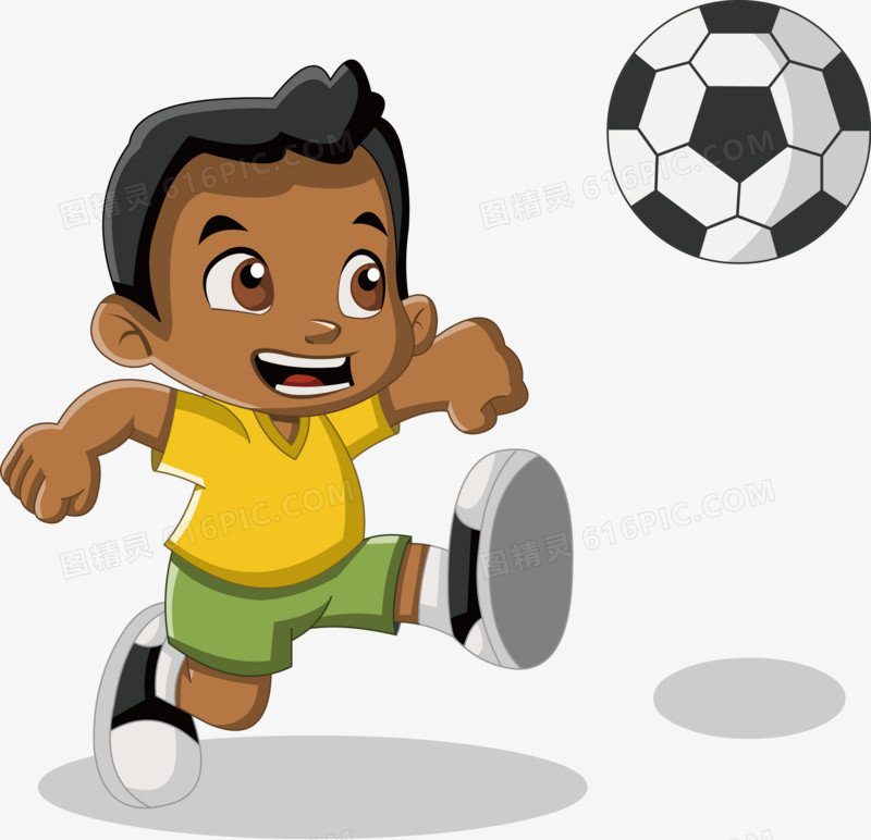 小男孩踢足球矢量图