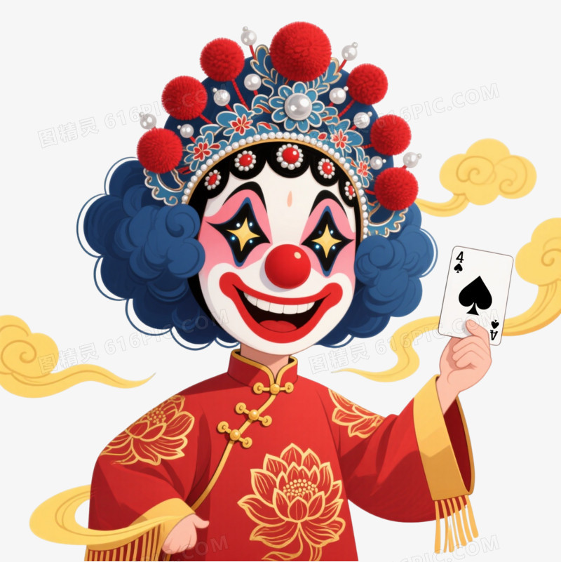 京剧小丑卡通手绘元素