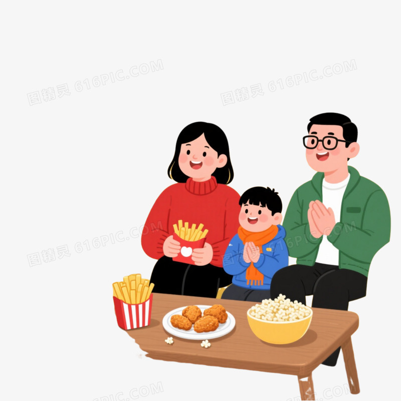 温馨家庭卡通手绘元素