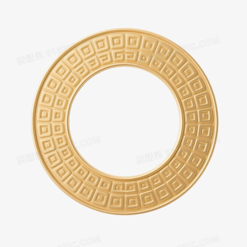 金色回纹圆形边框纹理