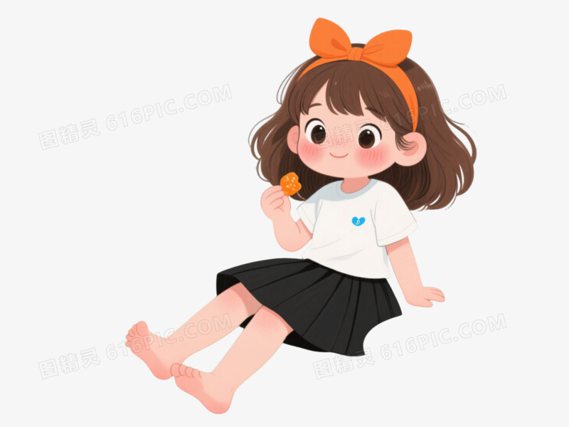 清新插画可爱女孩卡通手绘元素