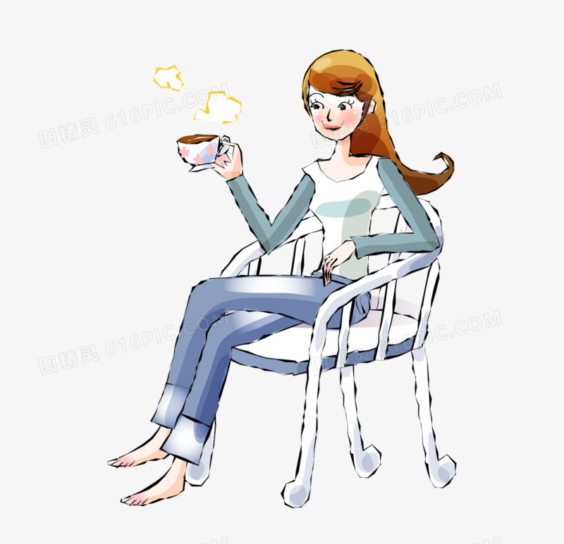 坐在椅子上喝咖啡的人