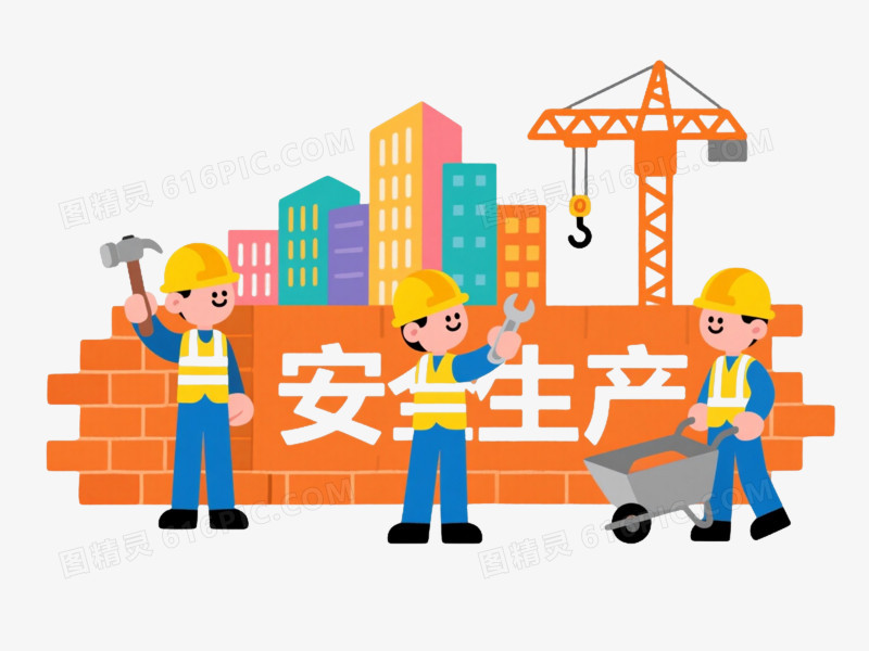 黄色安全帽卡通工人安全生产元素