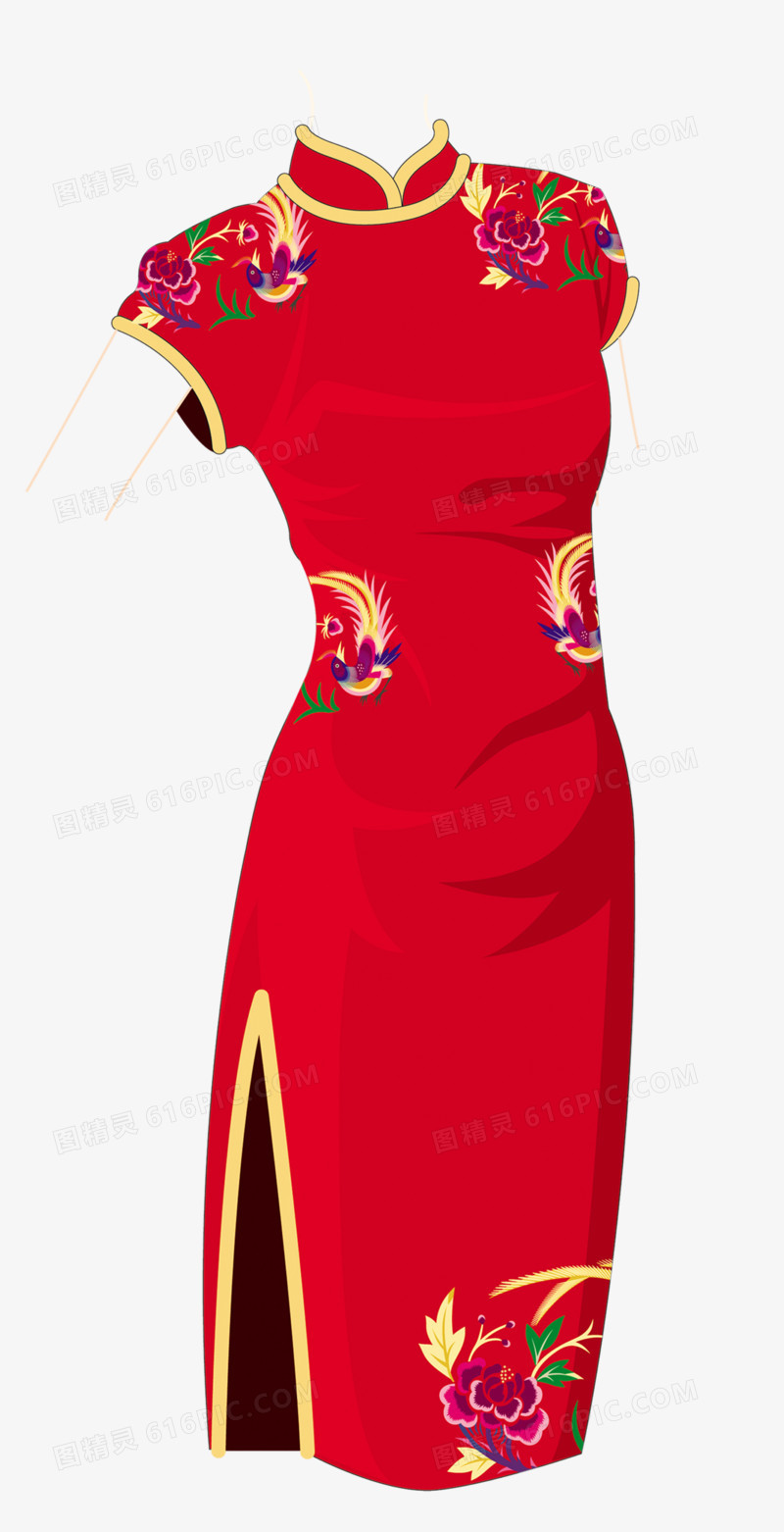 中国风红色女性旗袍