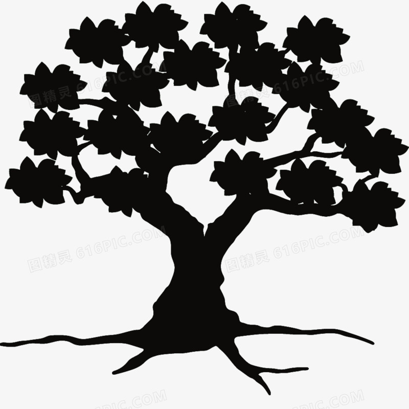 黑色装饰树剪影