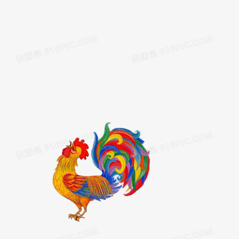 彩色手绘鸡