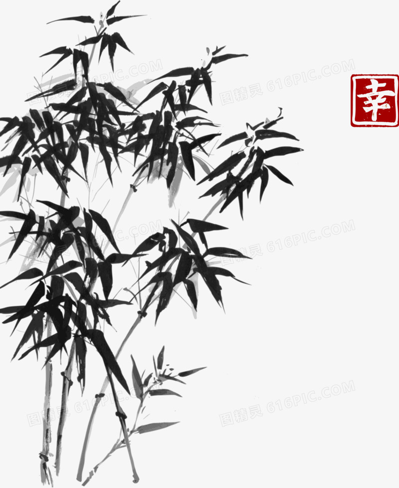 矢量竹子手绘国画中国风