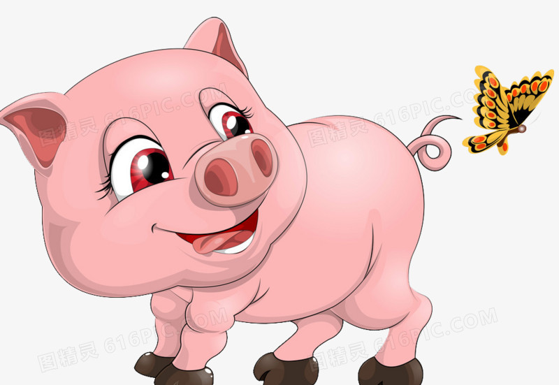卡通粉色小猪