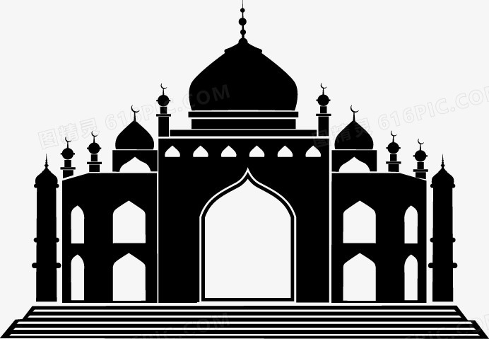 伊斯兰清真寺剪影矢量素材