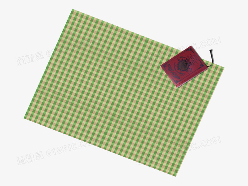 绿格子桌布和红本子