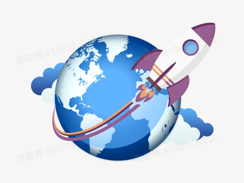 火箭围绕地球飞行图标