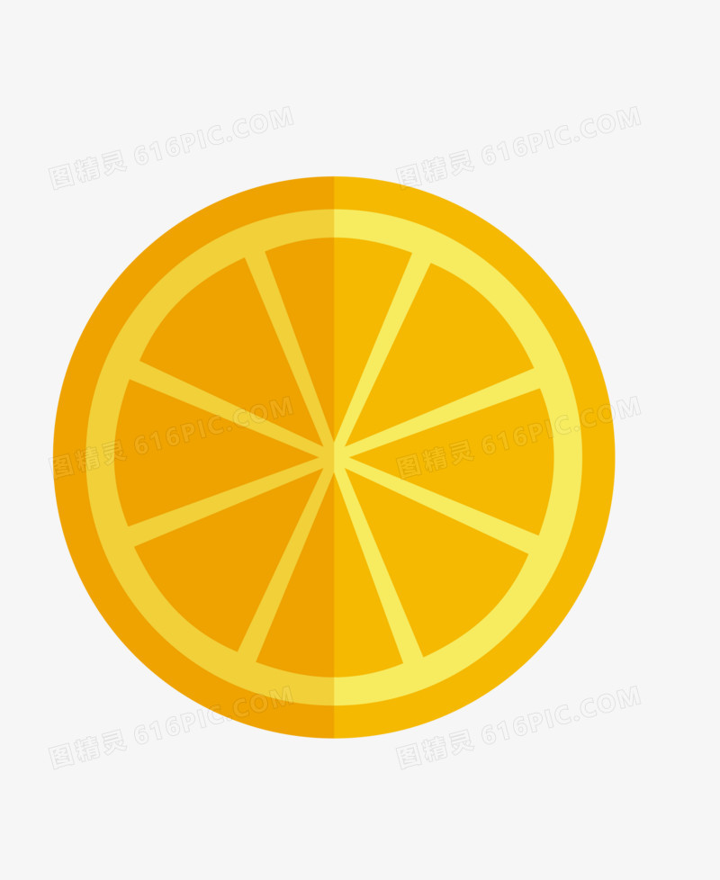 卡通切开的橙子