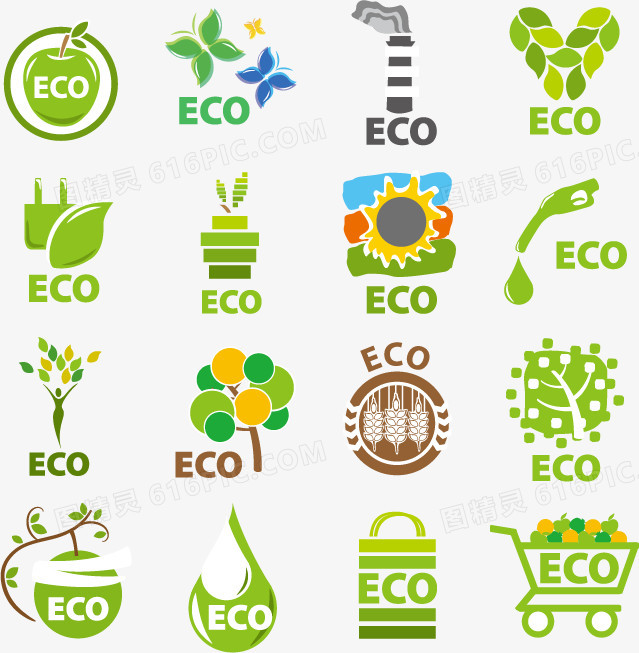 绿色eco节能环保标志矢量素材