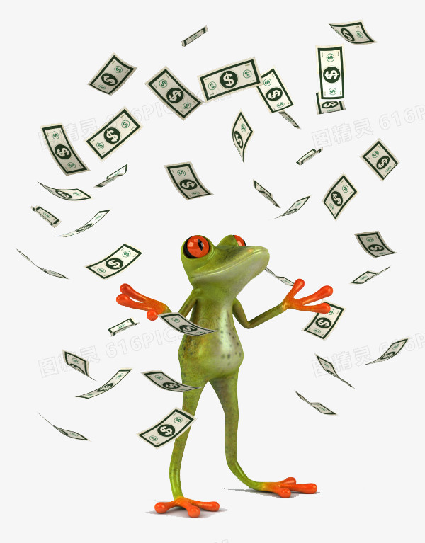 青蛙撒钱png图片