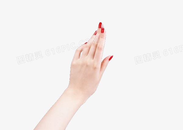 红色指甲女人的手