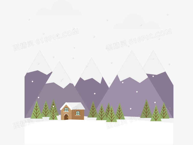 小雪时节的木屋