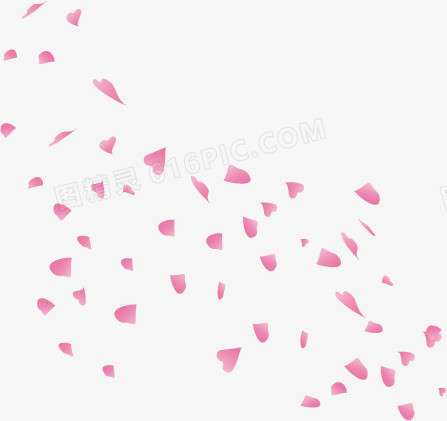 矢量手绘漂浮粉色心形花瓣