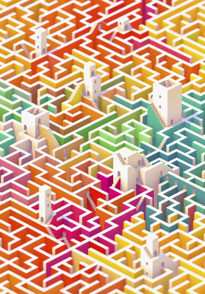 多彩立体迷宫背景图案