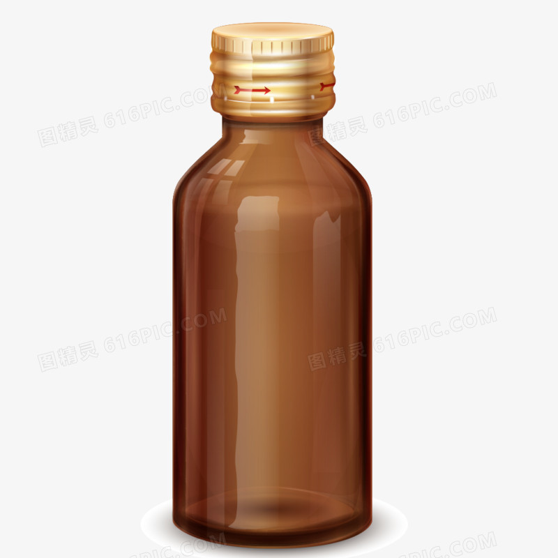 棕色透明药瓶矢量素材
