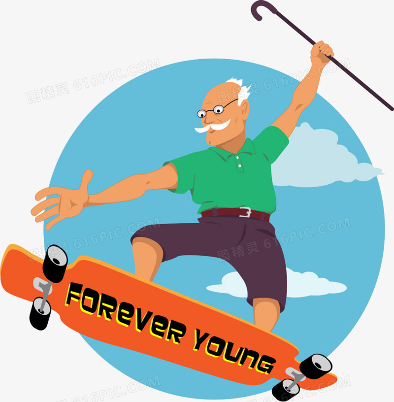 玩滑板的老年人图片