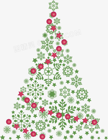 矢量手绘图案装饰圣诞树