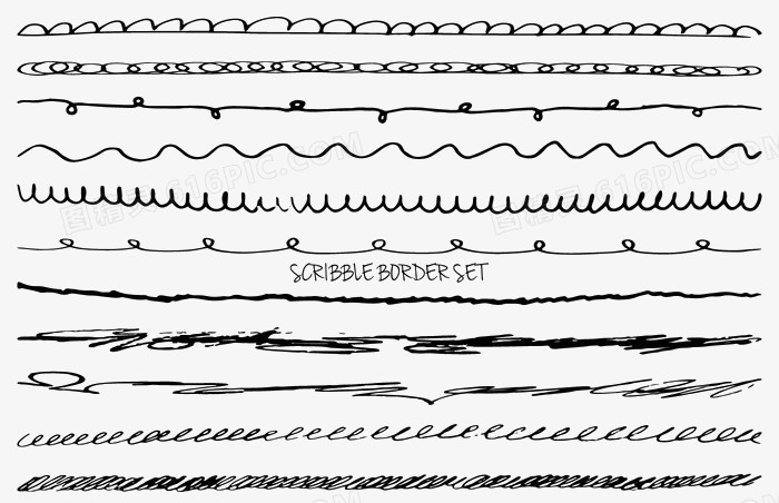 手绘涂鸦风格矢量边境