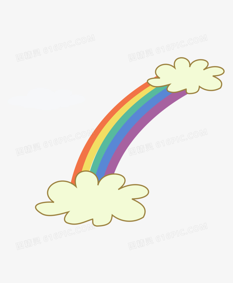 卡通创意儿童画彩虹和云朵