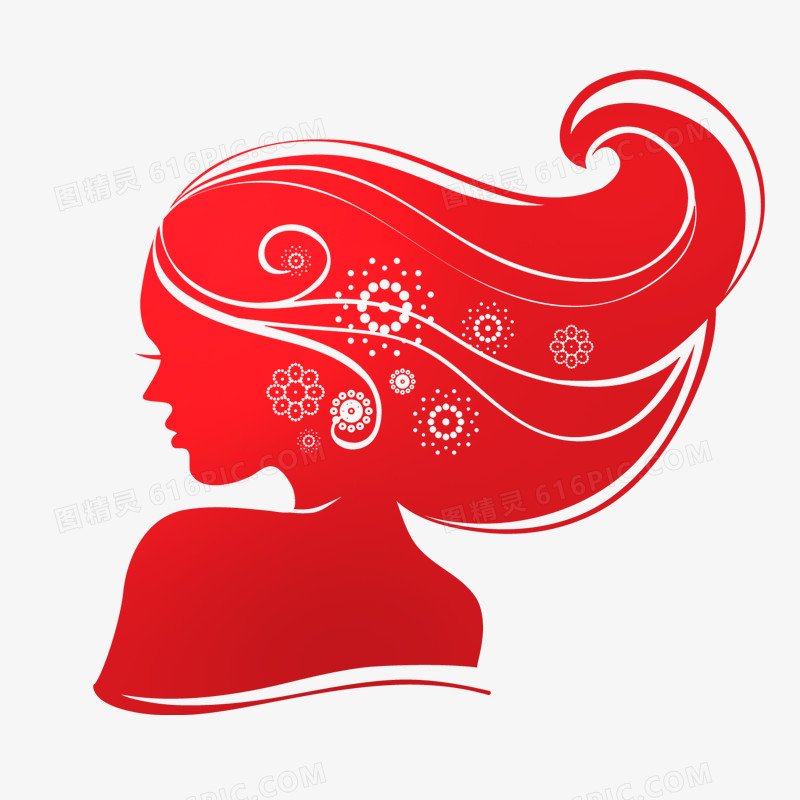 红色手绘美女