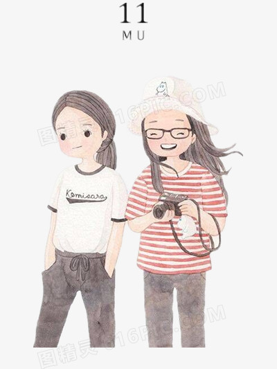 手绘微笑女孩