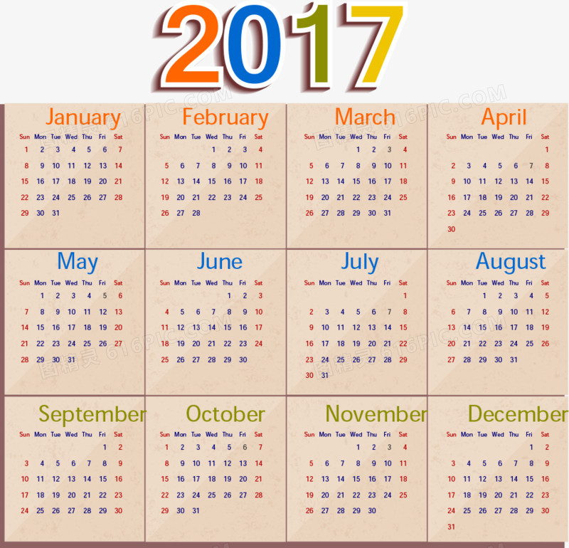 矢量2017日历