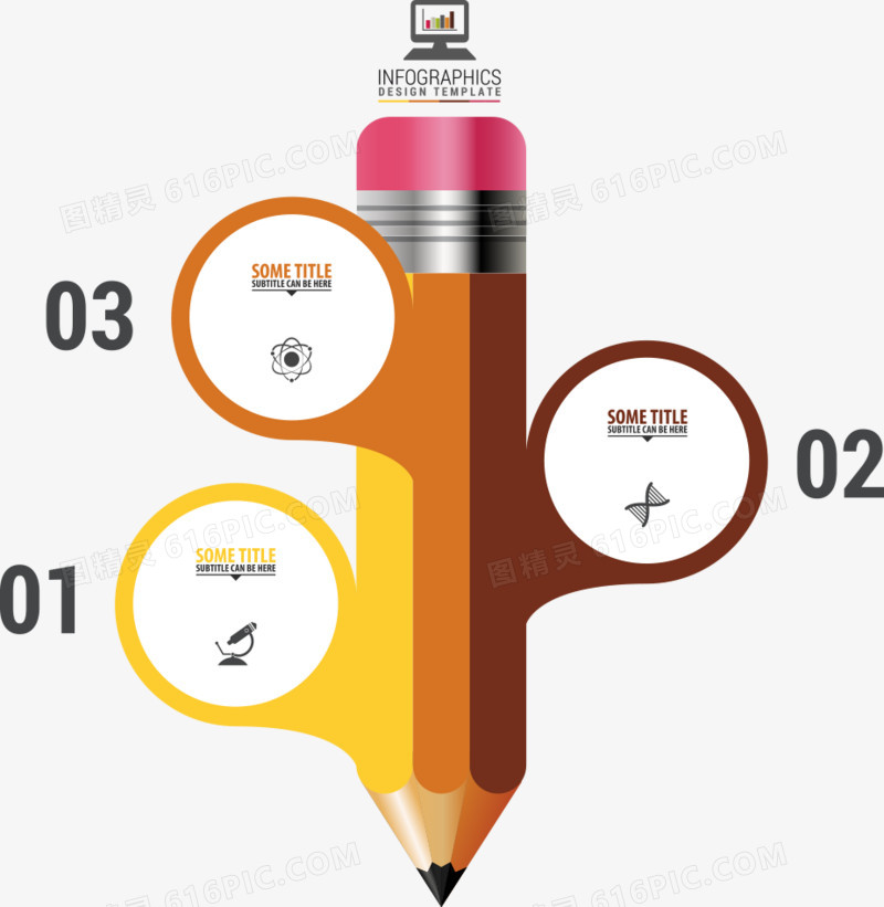 矢量立体圆环铅笔图表