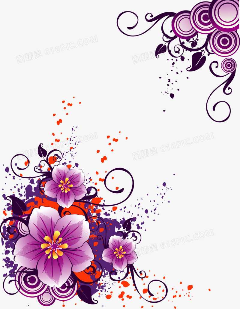 深紫色花朵花丛