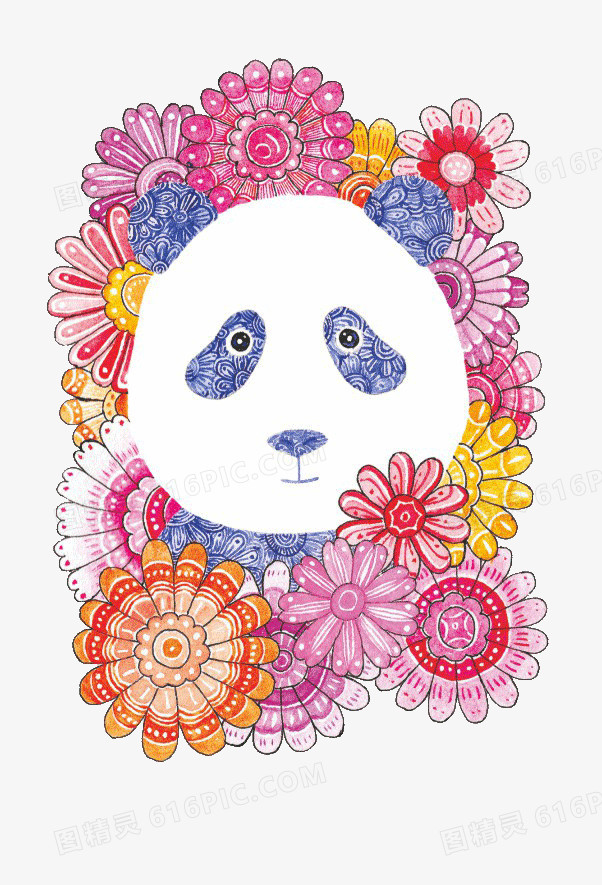 花中的蓝色熊猫