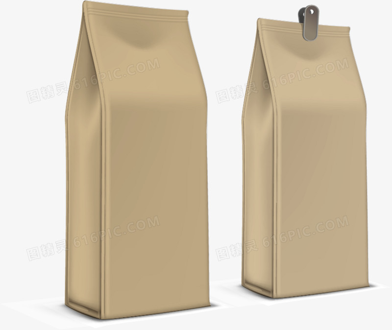 褐色袋装包装效果设计矢量素材