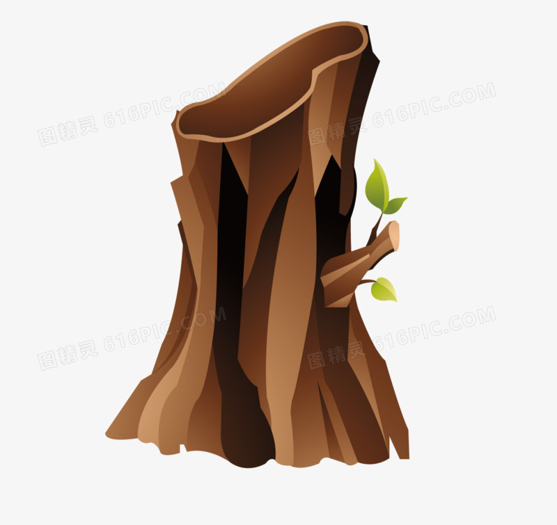 木桩树芽矢量素材