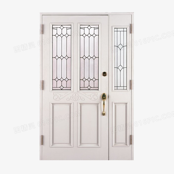 白色玻璃装饰的门