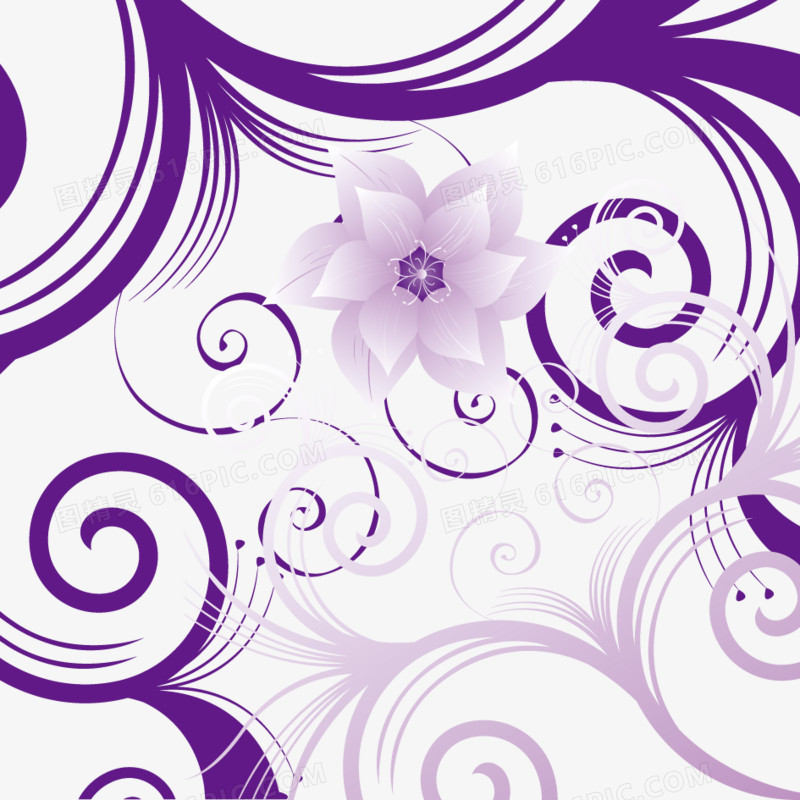 矢量紫色手绘花朵