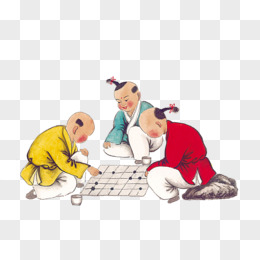 下棋的孩子png手绘插画风古代书生下棋场景免抠素材pngpsd围棋象棋