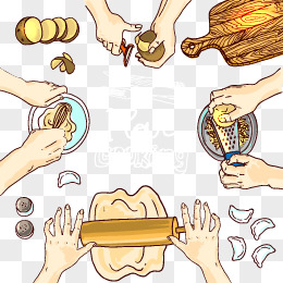 包饺子流程图卡通图片