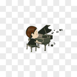 弹钢琴的男生卡通图片