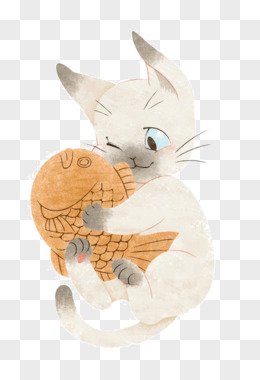 猫咪抱鱼边框卡通元素pngpsd卡通手绘抱猫咪的女孩免抠素材pngpsd抱着