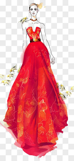 红色裙子怎么画(古代)图片