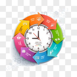 彩色箭头钟表时间轴商务信息信息分类ppt元素