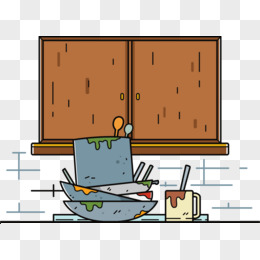 矢量图杂乱的厨房pngai卡通孩子和妈妈一起洗碗元素pngpsd手绘卡通
