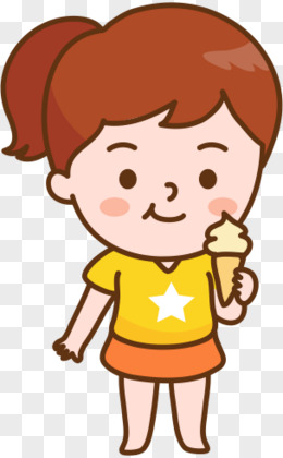 卡通女孩吃冰淇淋
