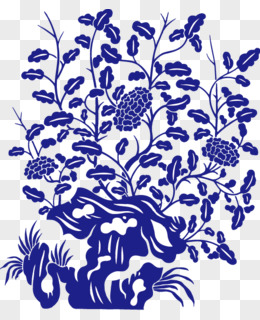 手绘中国风花纹边框元素pngpsd传统纹样手绘青花图案pngpsd卡通手绘免
